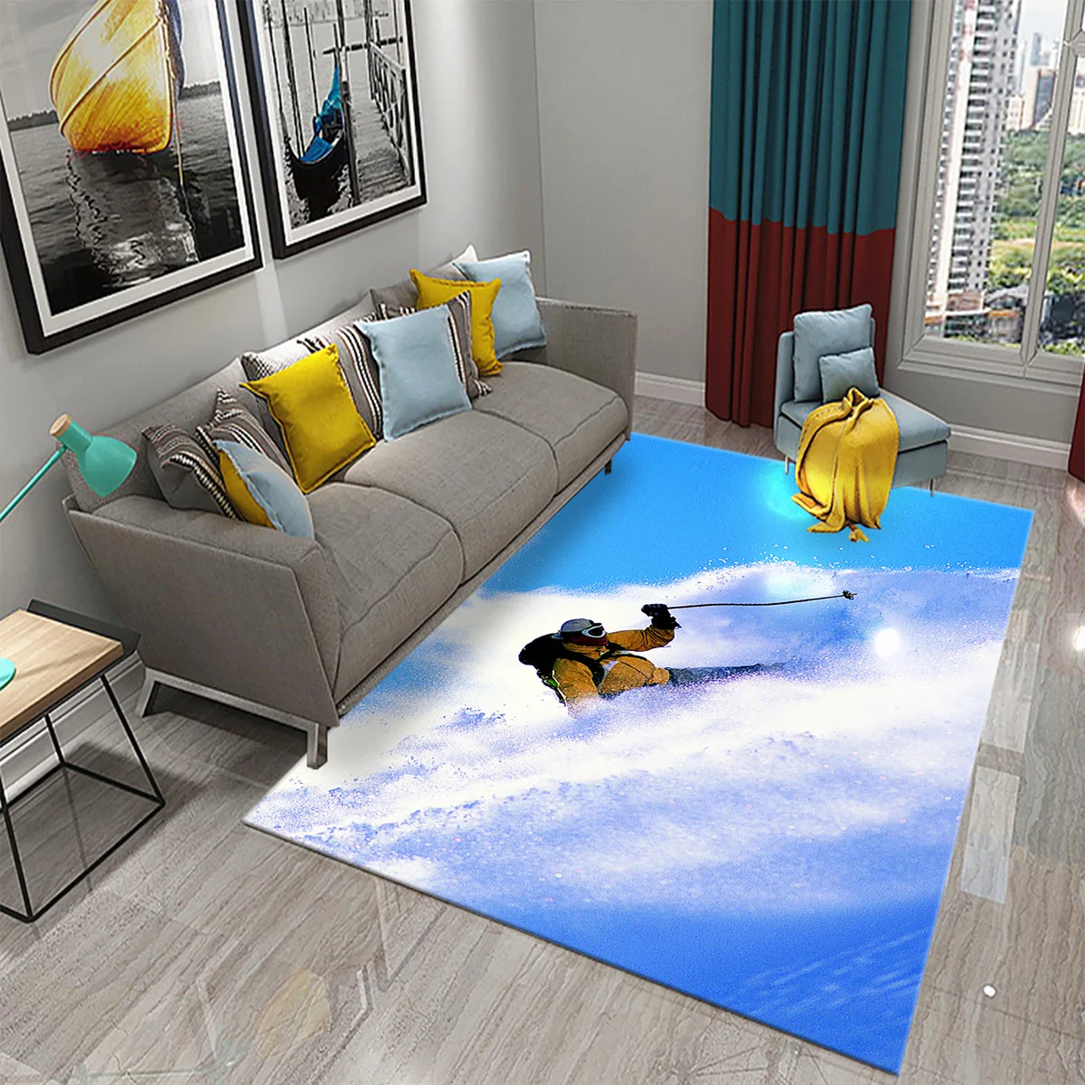 Outdoor Sport Flooring - Esqui neve montanha tema tapete crianças